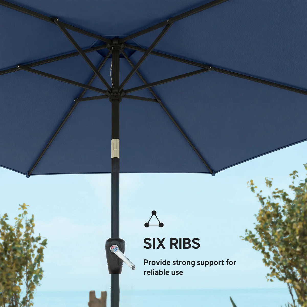 9FT Patio Umbrella With Tilt, Crank, 6 Ribs, UV Protection Sun Umbrellas at Gallery Canada