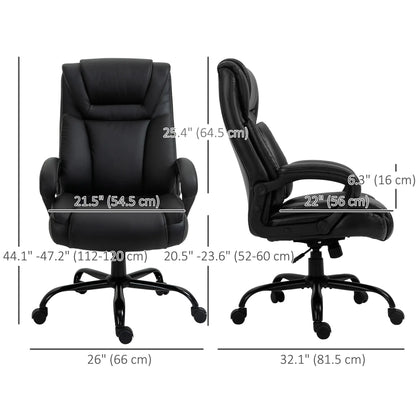 PU Leather Executive Office Chair, High Back, Adjustable Height, 400LBS, Black Executive & Manager Chairs at Gallery Canada