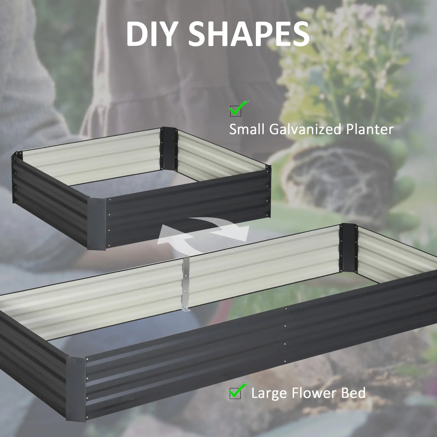 95" x 36" x 12" Galvanized Raised Garden Bed, Metal Planter Box for Flowers, Herbs, Succulents, Grey Galvanized Planter Boxes at Gallery Canada