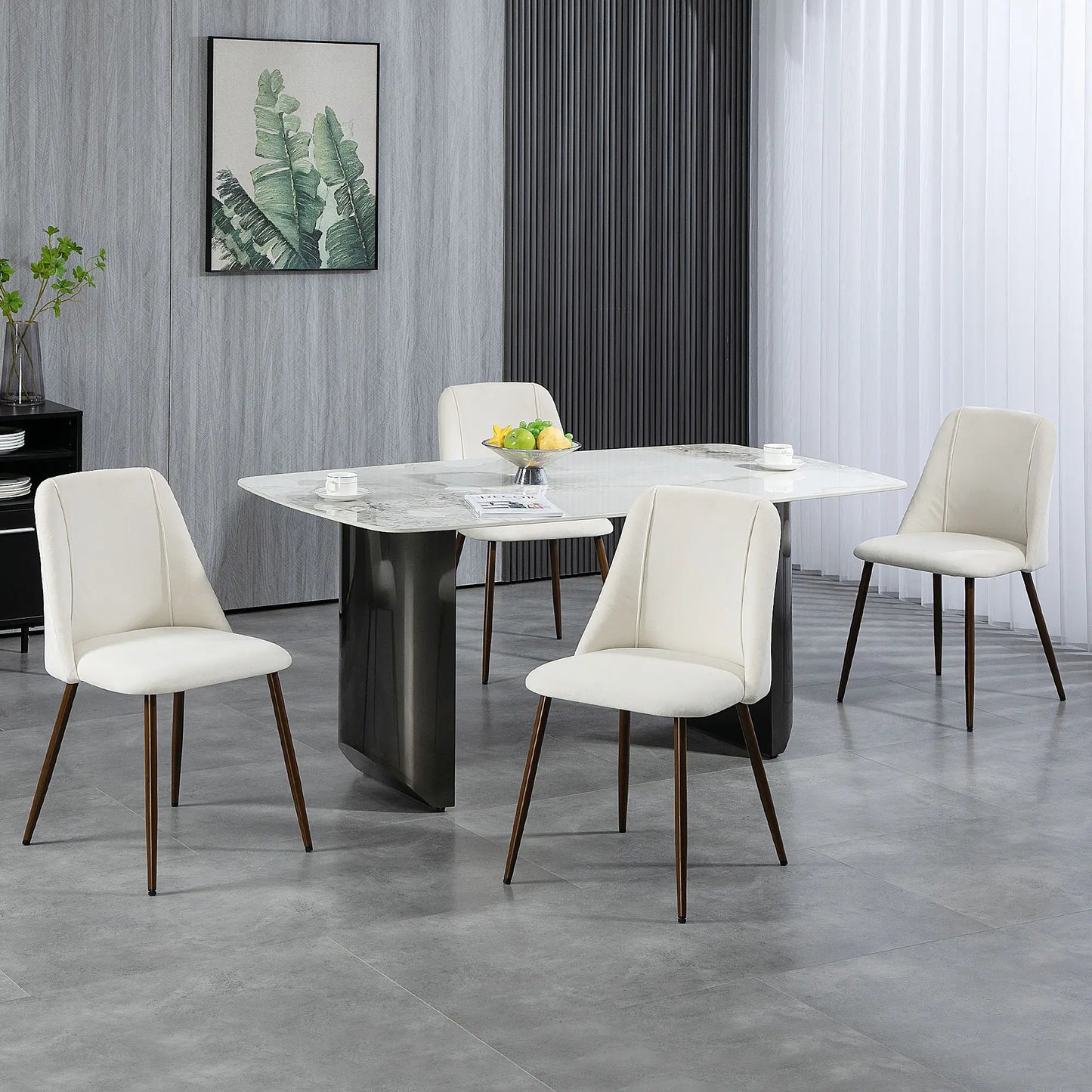 Upholstered Dining Chairs Set of 4, Velvet Accent Chair, Cream White Bar Stools at Gallery Canada