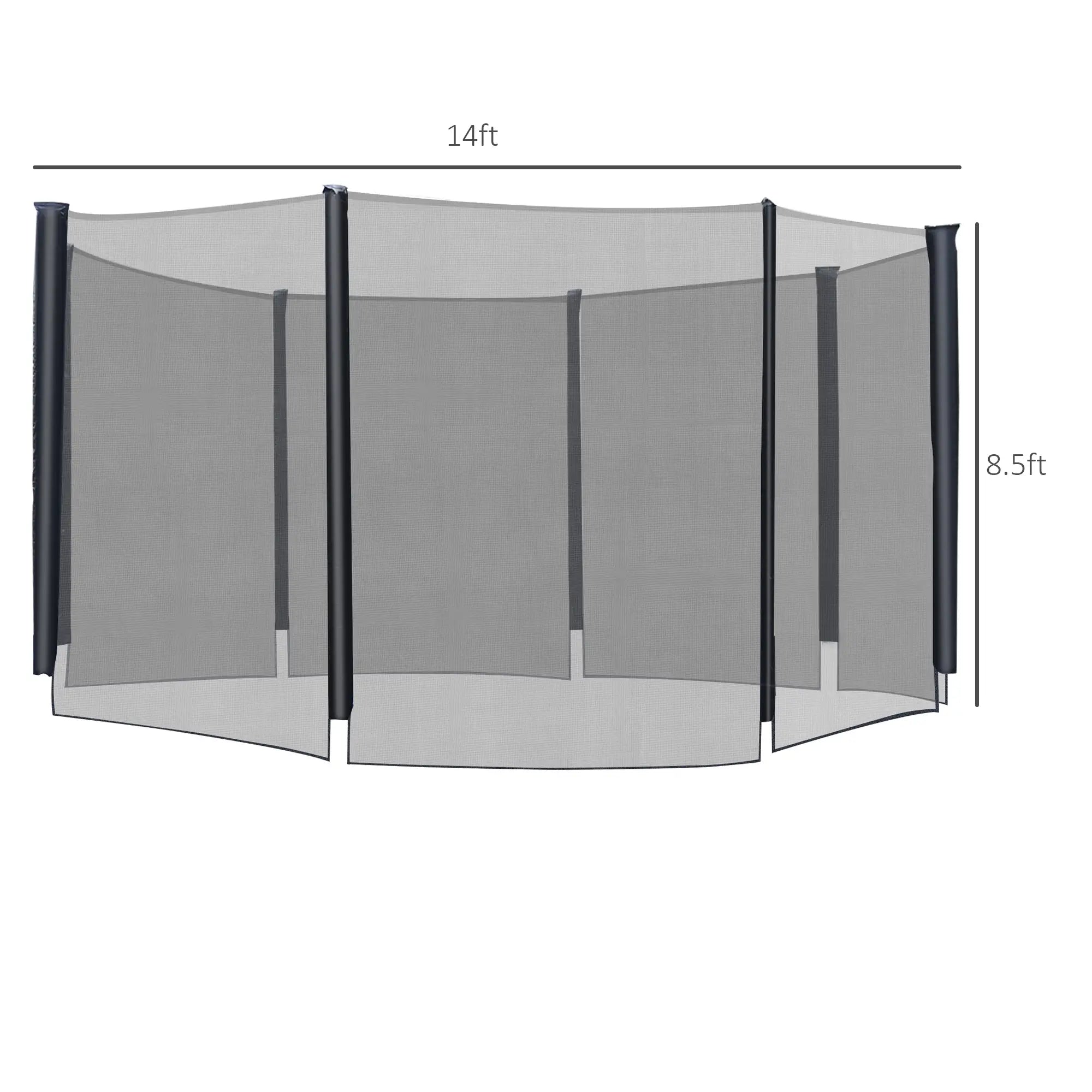 12FT Trampoline Net Enclosure, 8 Poles, Safety Accessories, Black Trampolines at Gallery Canada