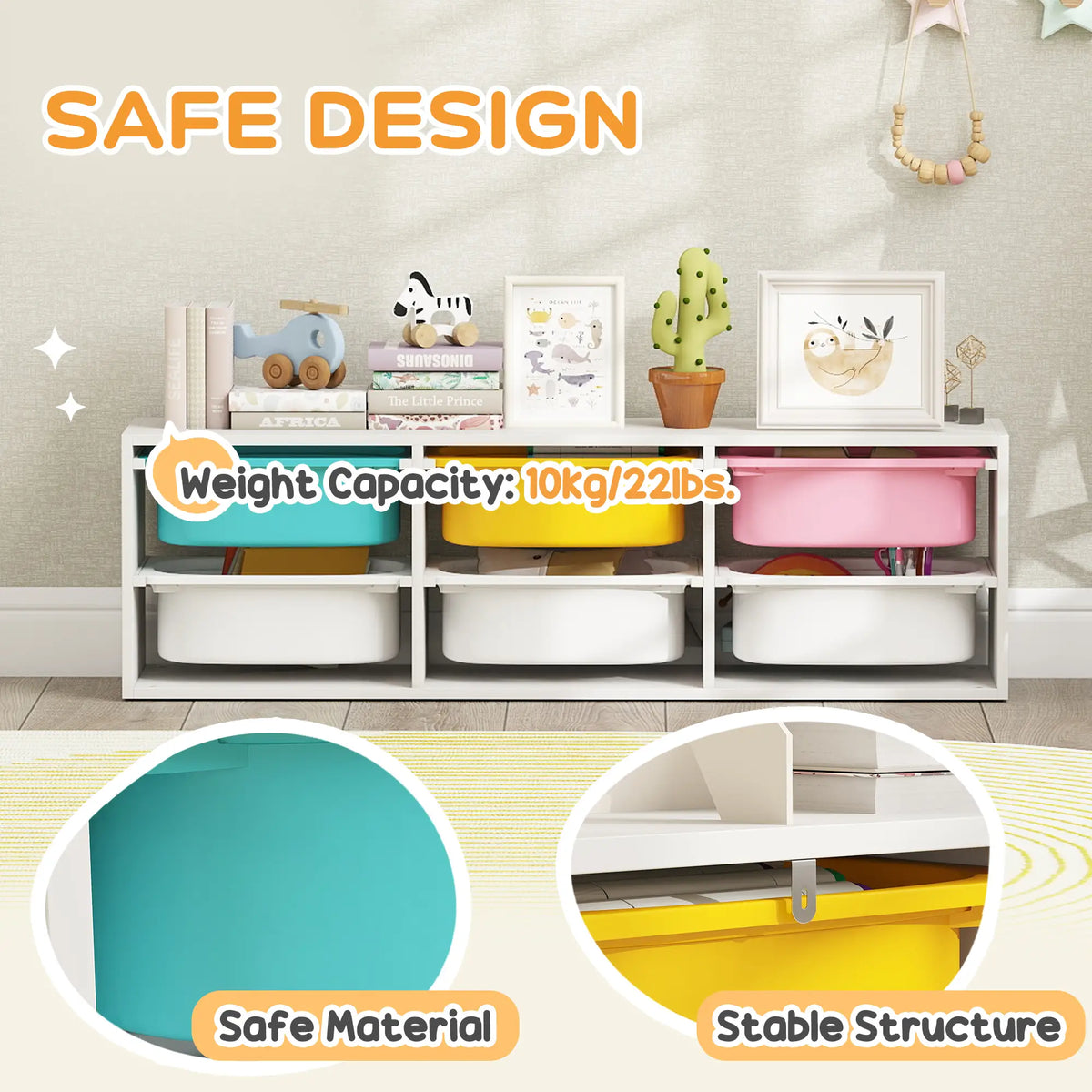 Kids Toy Storage Organizer with 6 Removable Plastic Bins Bookshelves & Bookcases at Gallery Canada