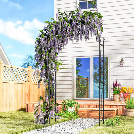 7.5 ft Steel Garden Arch, Outdoor Trellis Arbor, Black Garden Arches Black at Gallery Canada