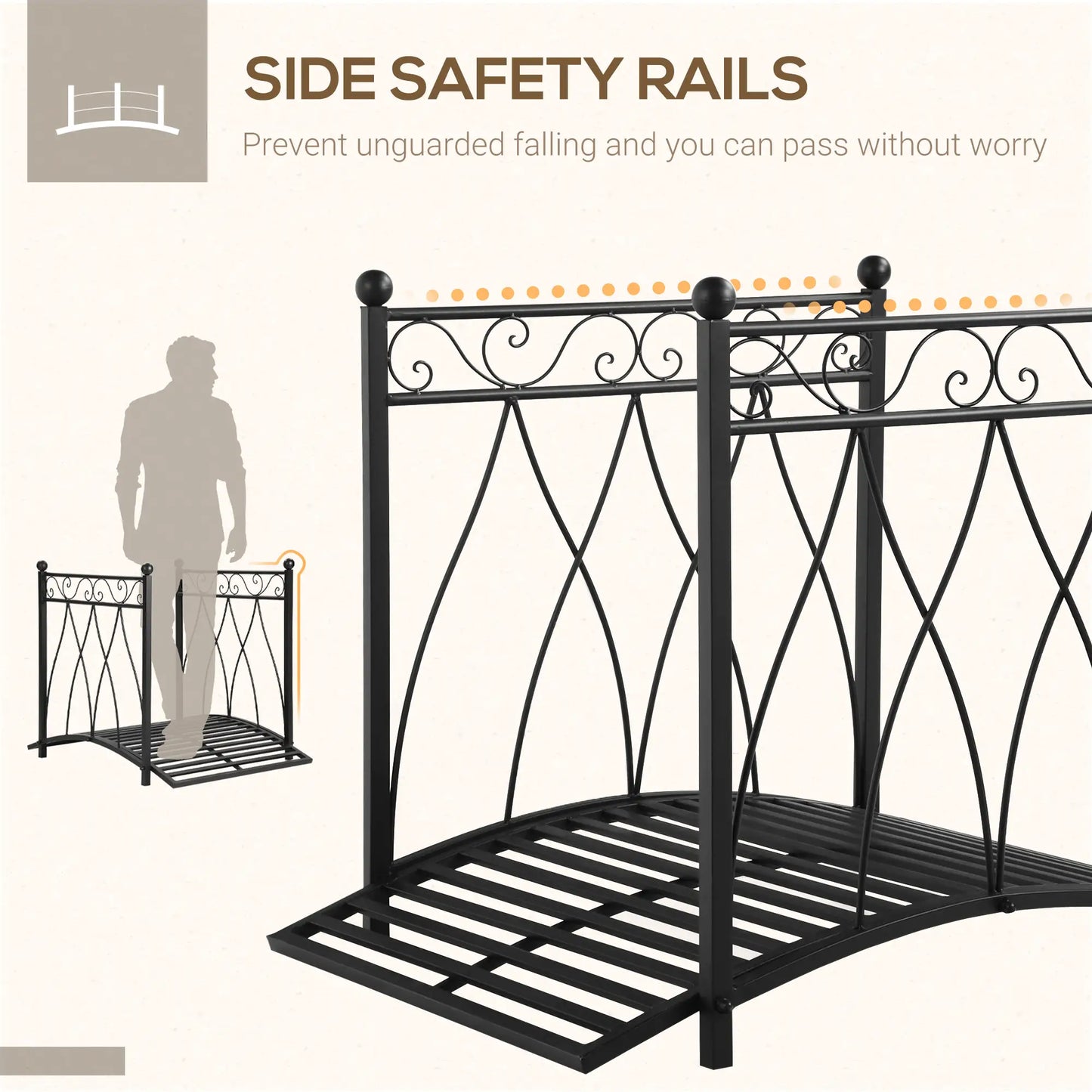 3.3FT Garden Bridge with Railings, Arc Footbridge, Black Garden Bridges at Gallery Canada