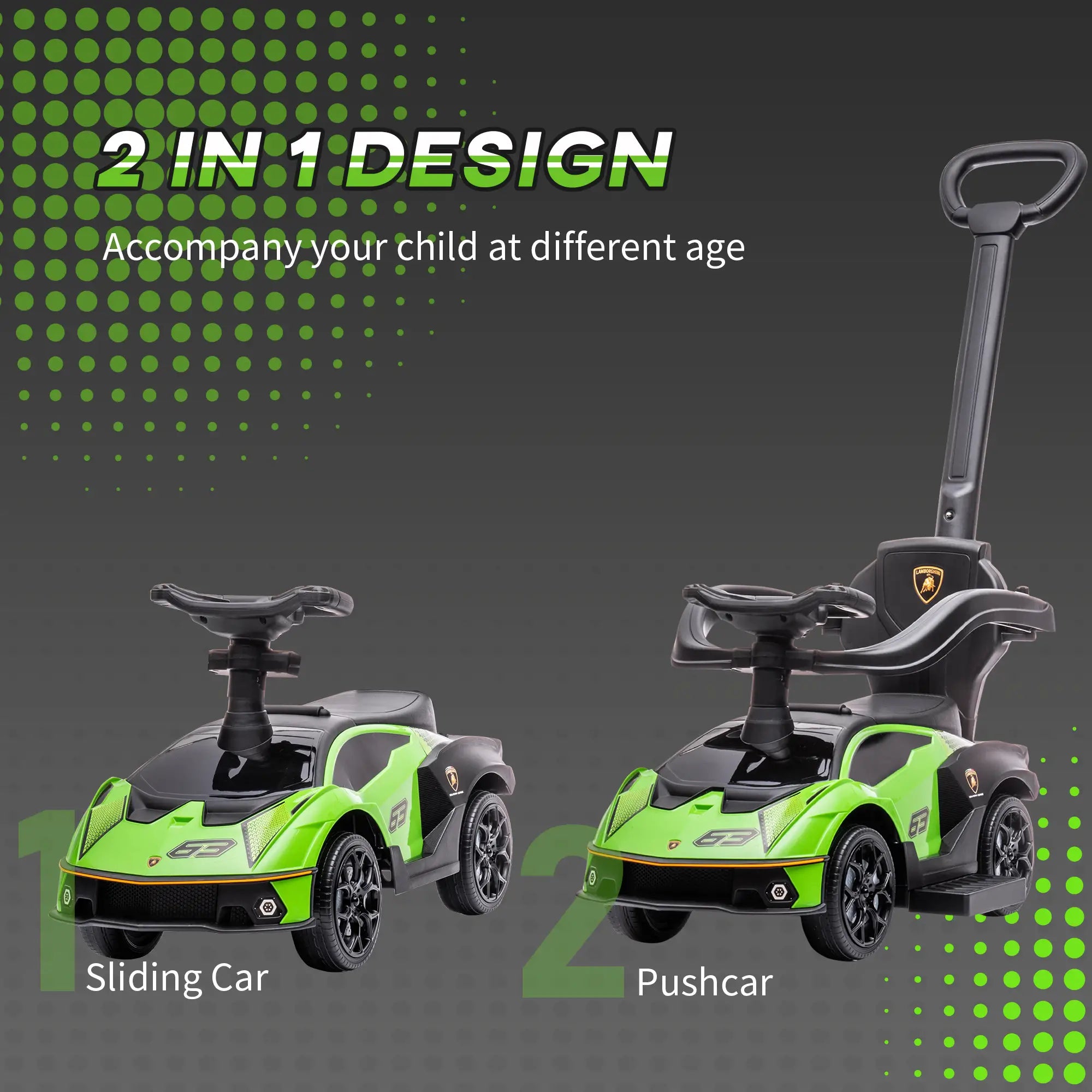 3 in 1 Toddler Ride On Push Car, Sliding Car with Footrest, Green Push Cars for Toddlers at Gallery Canada