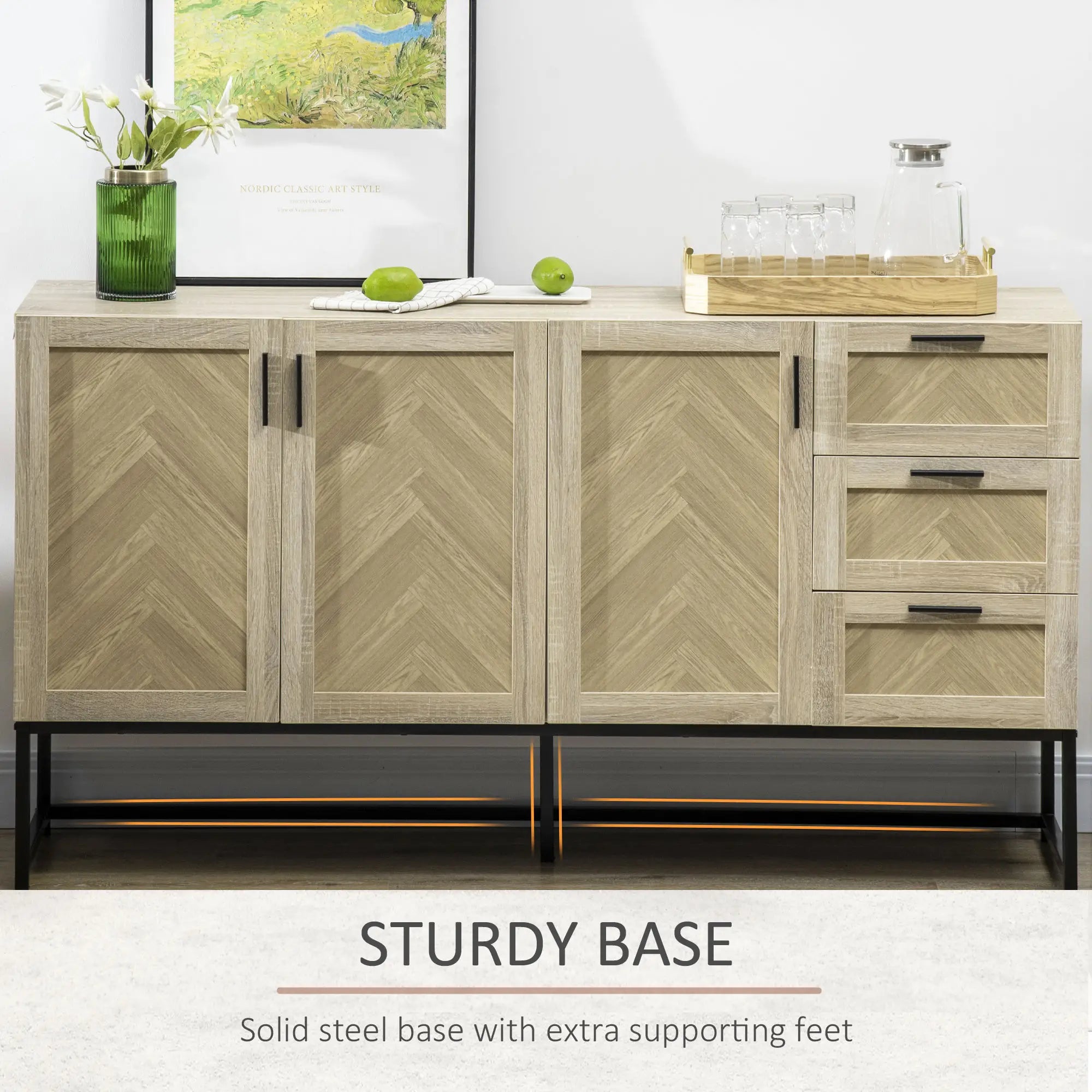 Buffet Cabinet, Coffee Bar with Drawers, Adjustable Shelves, Oak Bar Cabinets at Gallery Canada