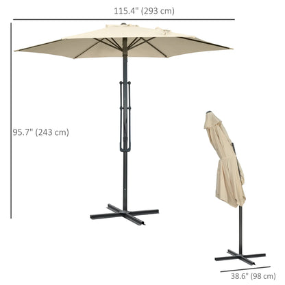 10ft Cantilever Patio Umbrella, Crank Handle, Cross Base, Cream White Sun Umbrellas at Gallery Canada