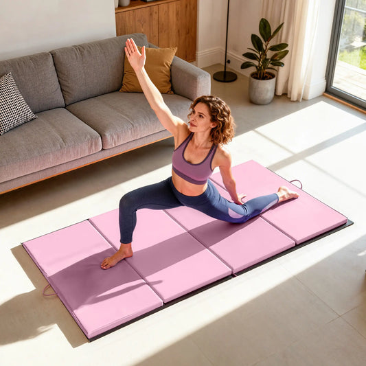 4'x6'x2'' Folding Gymnastics Mat, Exercise Mat for Yoga, MMA, Pink Gymnastics Mats Pink at Gallery Canada