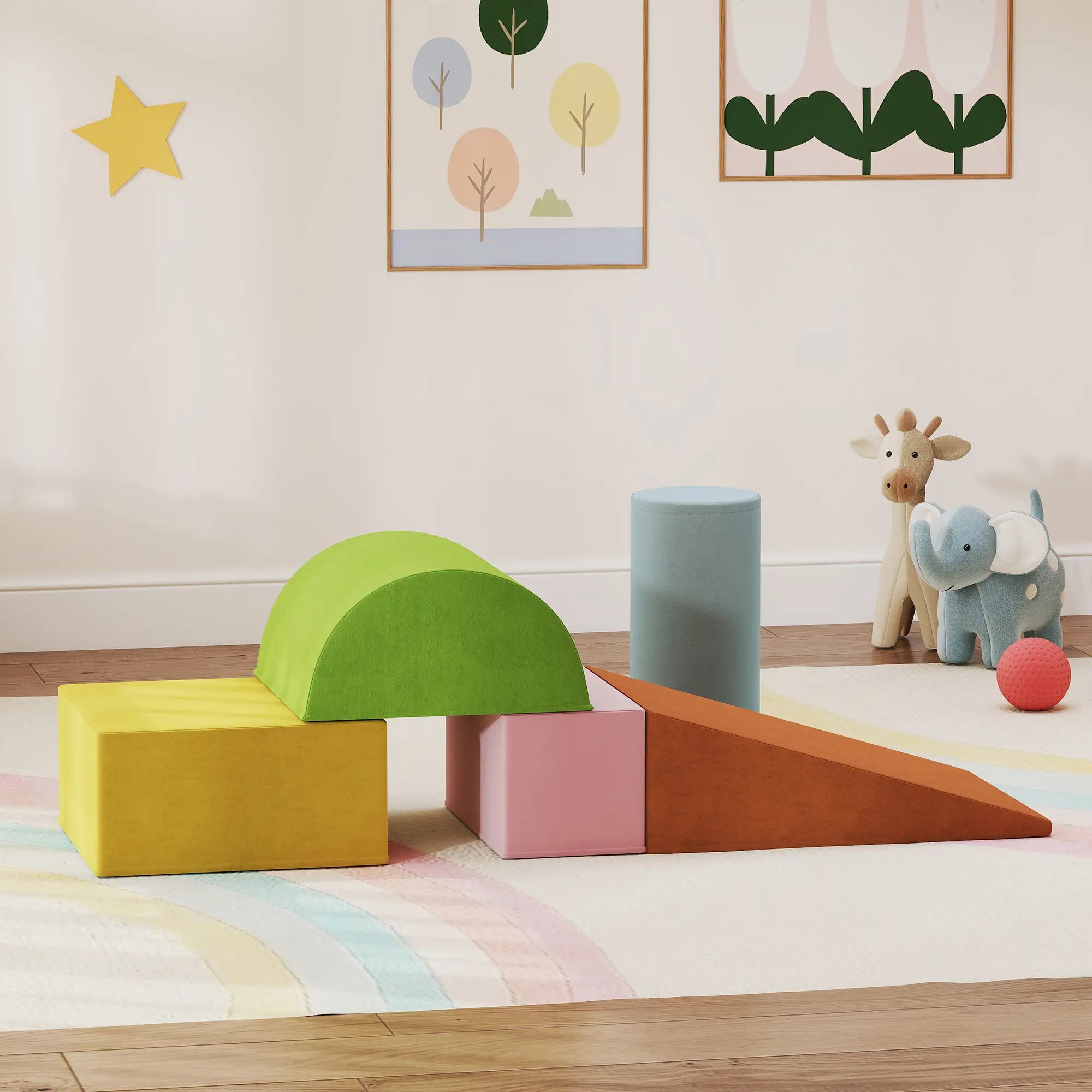 Toddler Climbing Toys, Indoor Play Set, Crawling Sliding, Orange/Green Kids Gym & Playmats at Gallery Canada