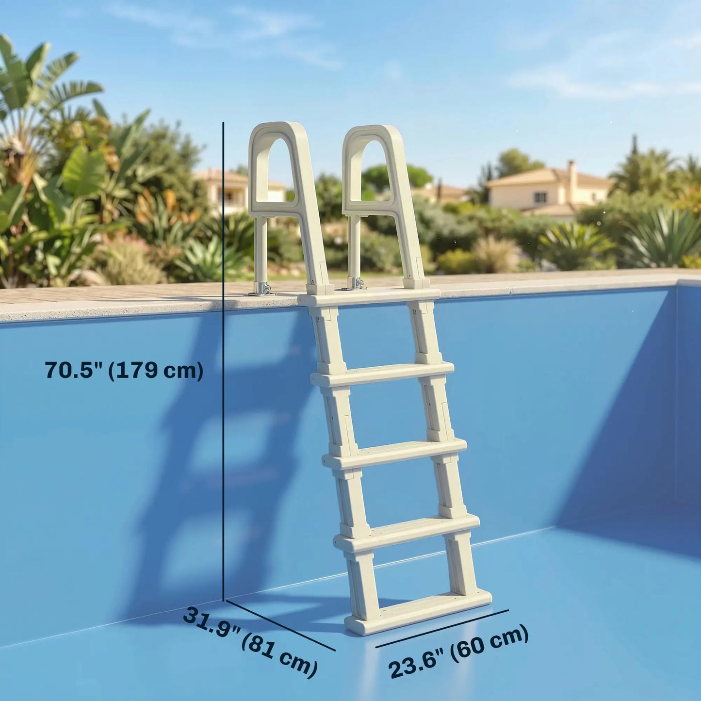 Adjustable 5-Step Pool Ladder, 63.4"-69.3", Non-Slip Steps, 300 lb Capacity Outdoor Swimming Pools & Hot Tubs at Gallery Canada