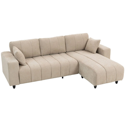 3-Seater L-Shape Sectional Sofa with Chaise, Spring Cushion, Pillows, Beige L Shaped Couchs at Gallery Canada