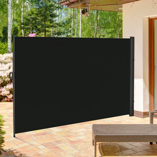 118" x 79" Retractable Side Awning, Outdoor Folding Privacy Screen, UV & Wind Resistant, Black Side Awnings Gray Frame, Black Fabric at Gallery Canada