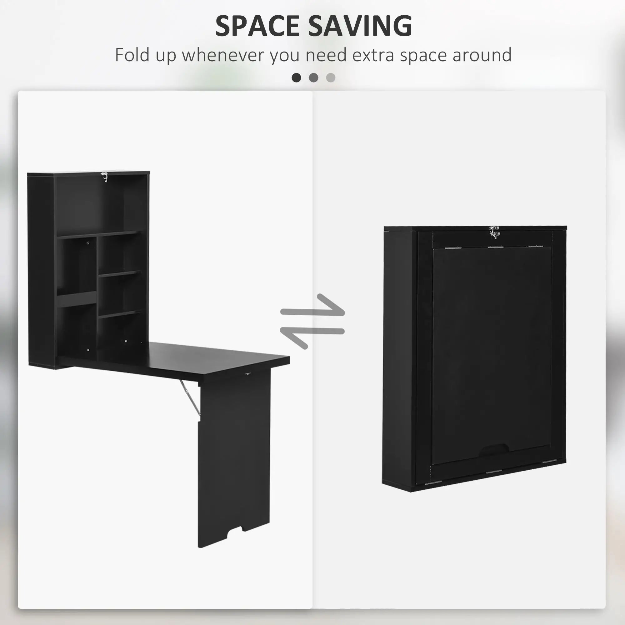 Wall Mounted Fold Out Desk, Multi-Functional Space Saving, Black Writing Desks at Gallery Canada