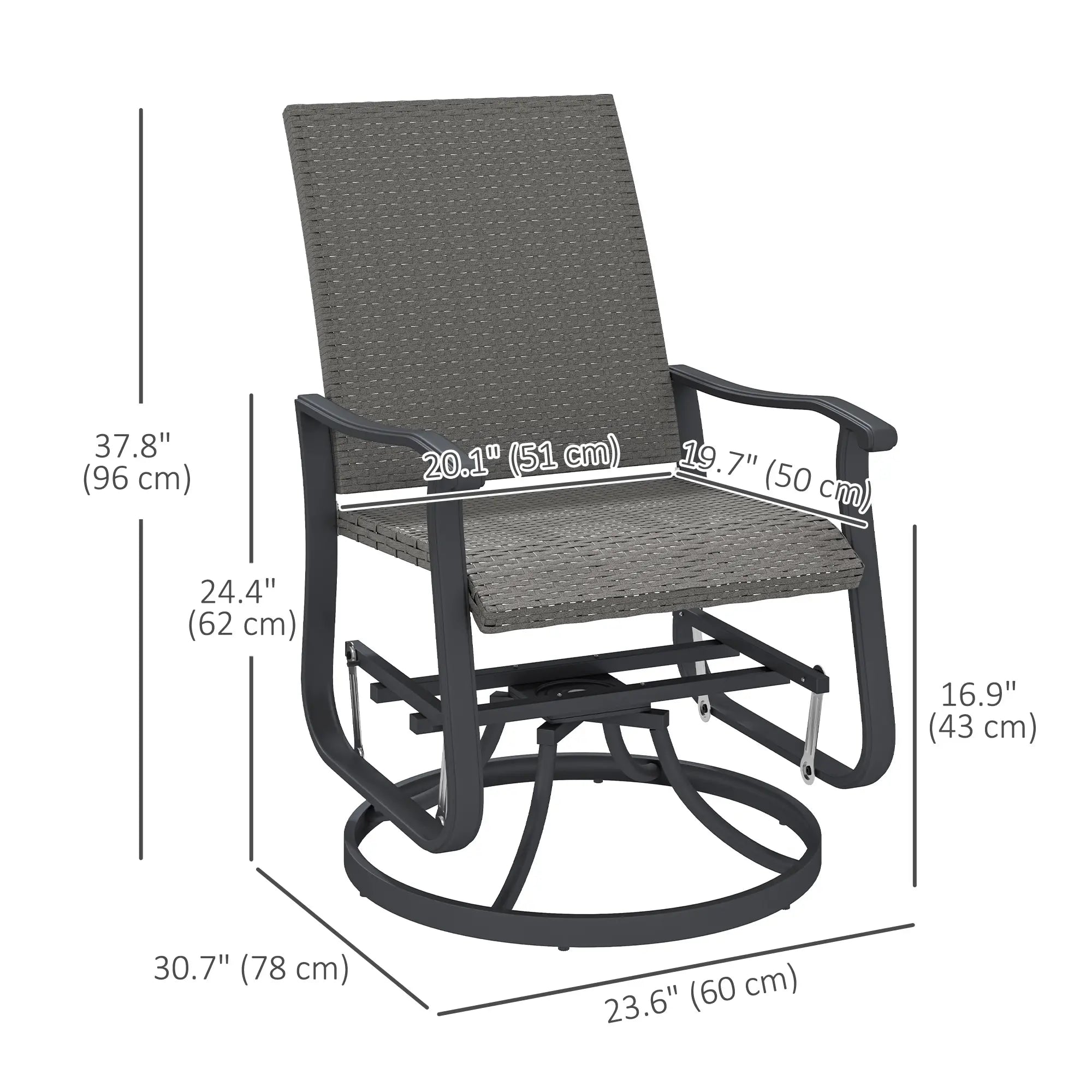 Rattan Patio Glider, Wicker Outdoor Chair, Steel Frame, Grey Outdoor Gliders at Gallery Canada