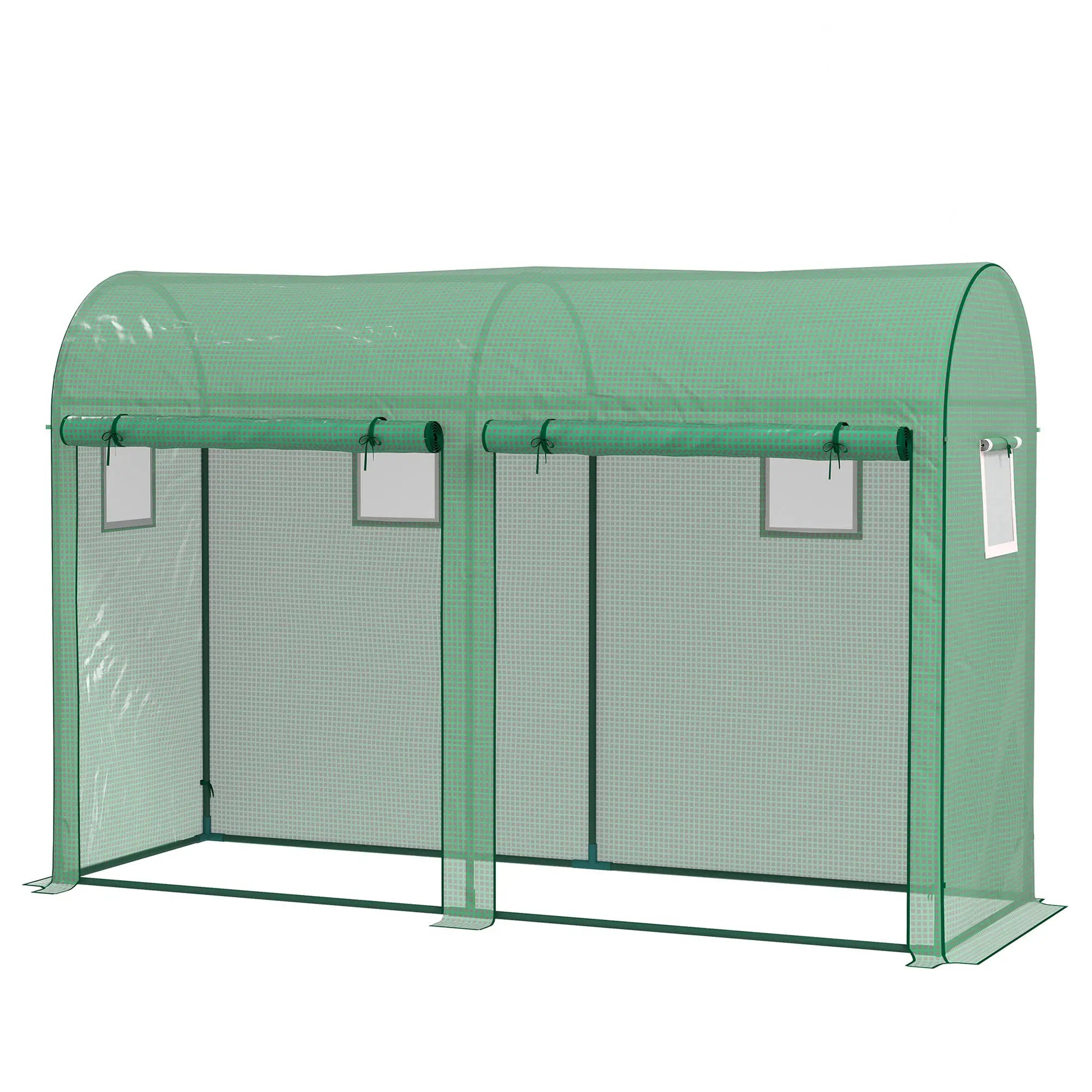Outdoor Garden Greenhouse, Steel Tent, 2 Doors, 4 Windows, 9.8'x3.3'x6.6', Green Portable Greenhouses Green at Gallery Canada