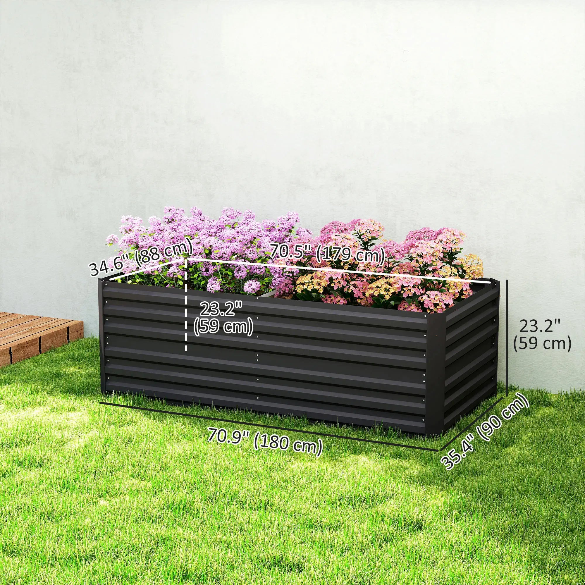 Galvanized Raised Garden Bed, Steel Outdoor Planter, 71