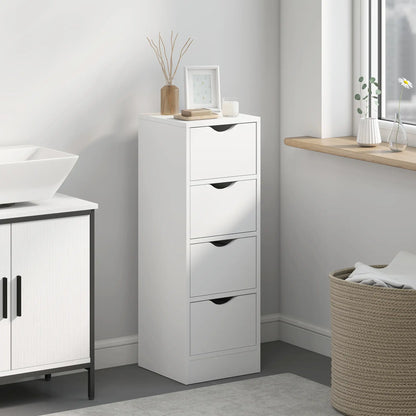 4-Drawer Bathroom Cabinet, Freestanding Narrow Storage, White Bathroom Cabinets at Gallery Canada