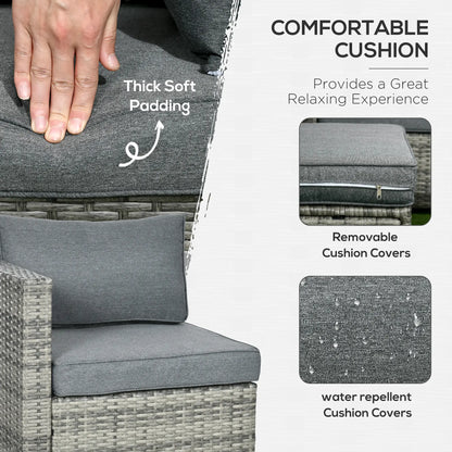 6-Piece Patio Rattan Sofa Set with Cushions, Grey Glass Table, Grey Patio Furniture Sets at Gallery Canada