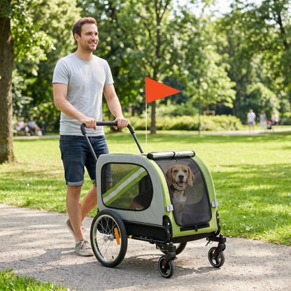 2-in-1 Dog Bike Trailer Pet Stroller, Green Dog Bike Trailers & Strollers at Gallery Canada