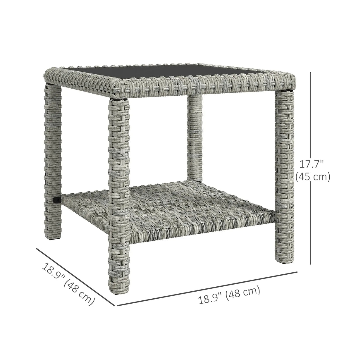 19 Outdoor Wicker Coffee Table, Glass Top, Storage Shelf, Dark Grey Patio Dinning Tables at Gallery Canada