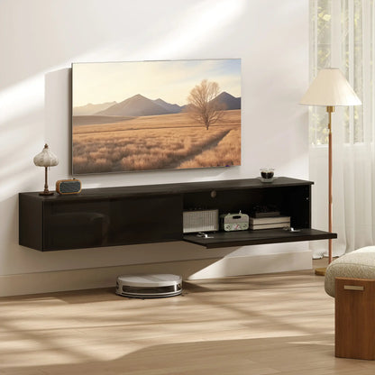 Wall Mounted TV Stand, Floating Cabinet With Storage, For TVs Up To 70", Black TV Stands at Gallery Canada