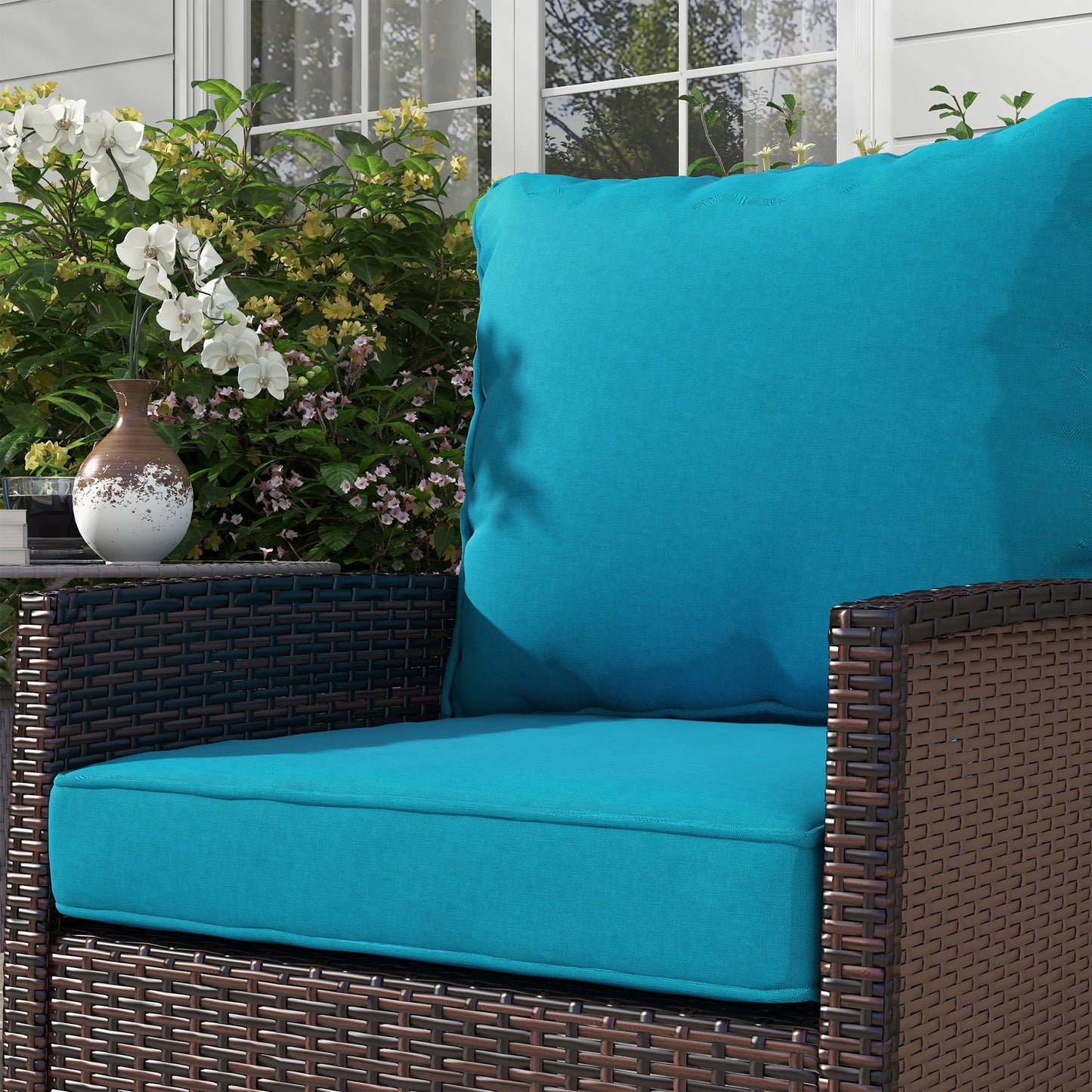 4-Piece Seat Cushion Pillows, Patio Chair Cushions Set, Turquoise Patio Chair Cushions at Gallery Canada