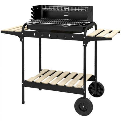 Charcoal Barbecue Grill, Adjustable Height, Portable Trolley With Ash Catcher, Wheels, Black Charcoal BBQ Grils Black at Gallery Canada