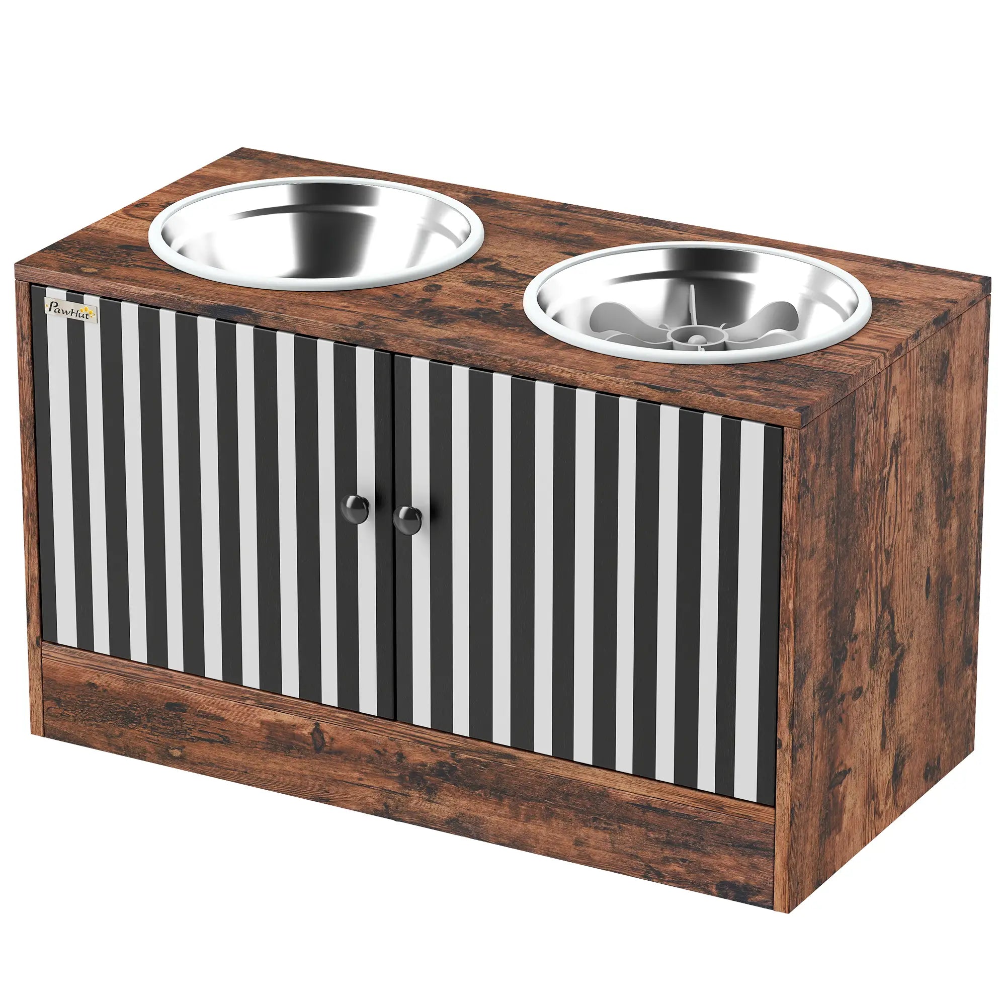 Raised Dog Bowls, Slow Feeder, 2 Stainless Steel Bowls, Rustic Brown Dog Bowls Rustic Brown at Gallery Canada