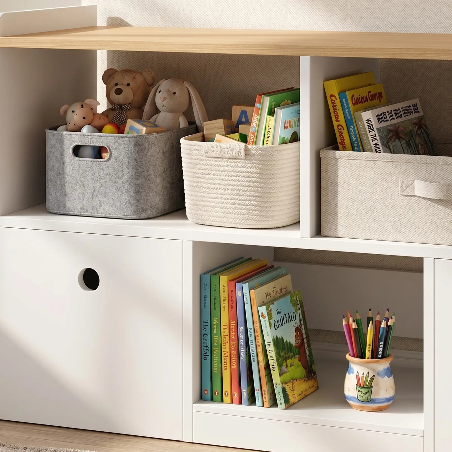 Toy Storage Organizer, 2 Drawers 3 Cubbies, White Baby & Kids Storage at Gallery Canada