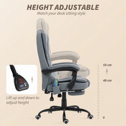 7-Point Vibrating Massage Chair, Reclining Office Chair with Footrest, Grey Massage Chairs at Gallery Canada