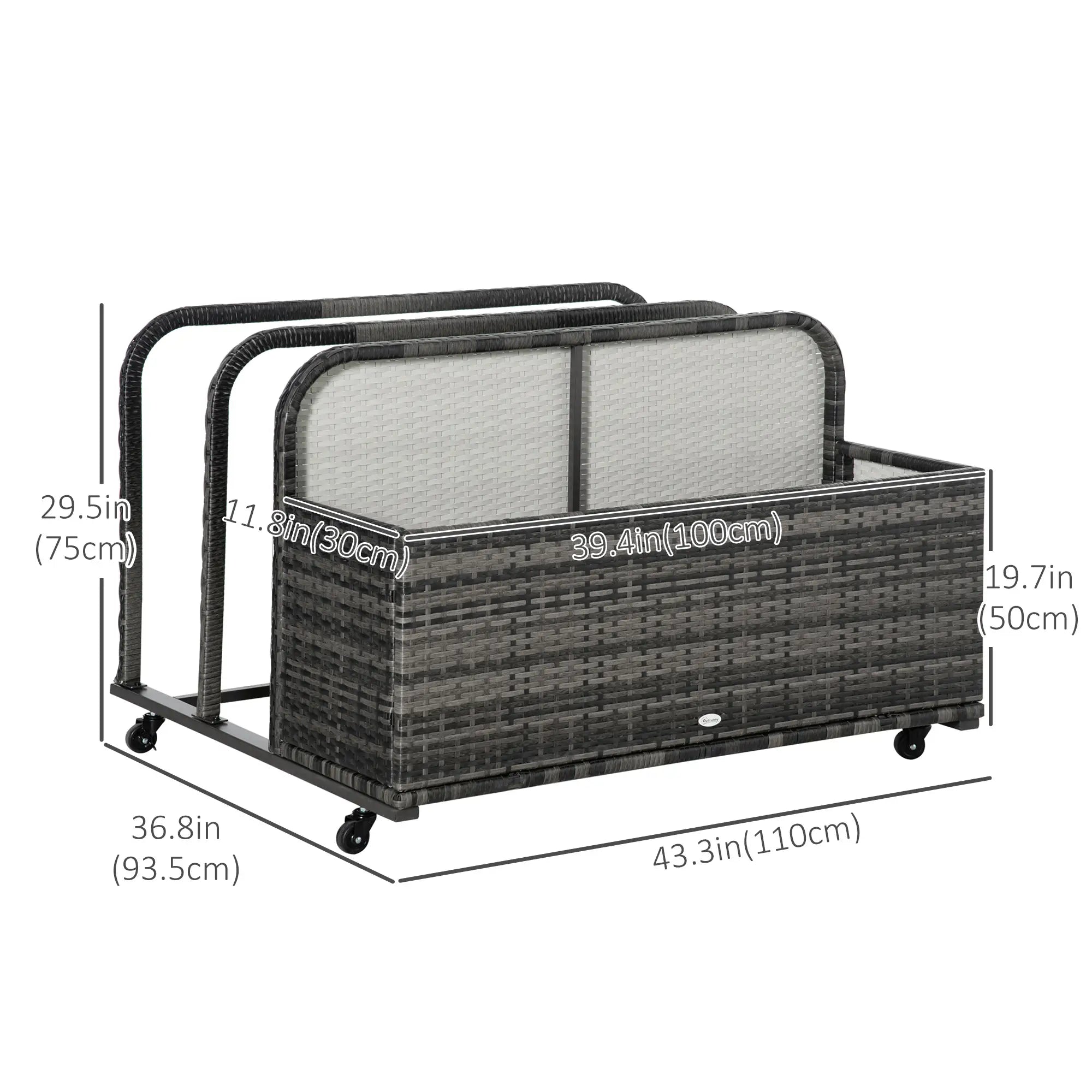 Rolling Pool Storage, Rattan Patio Furniture, Outdoor Wicker Organizer, Grey Patio Storage Boxes at Gallery Canada