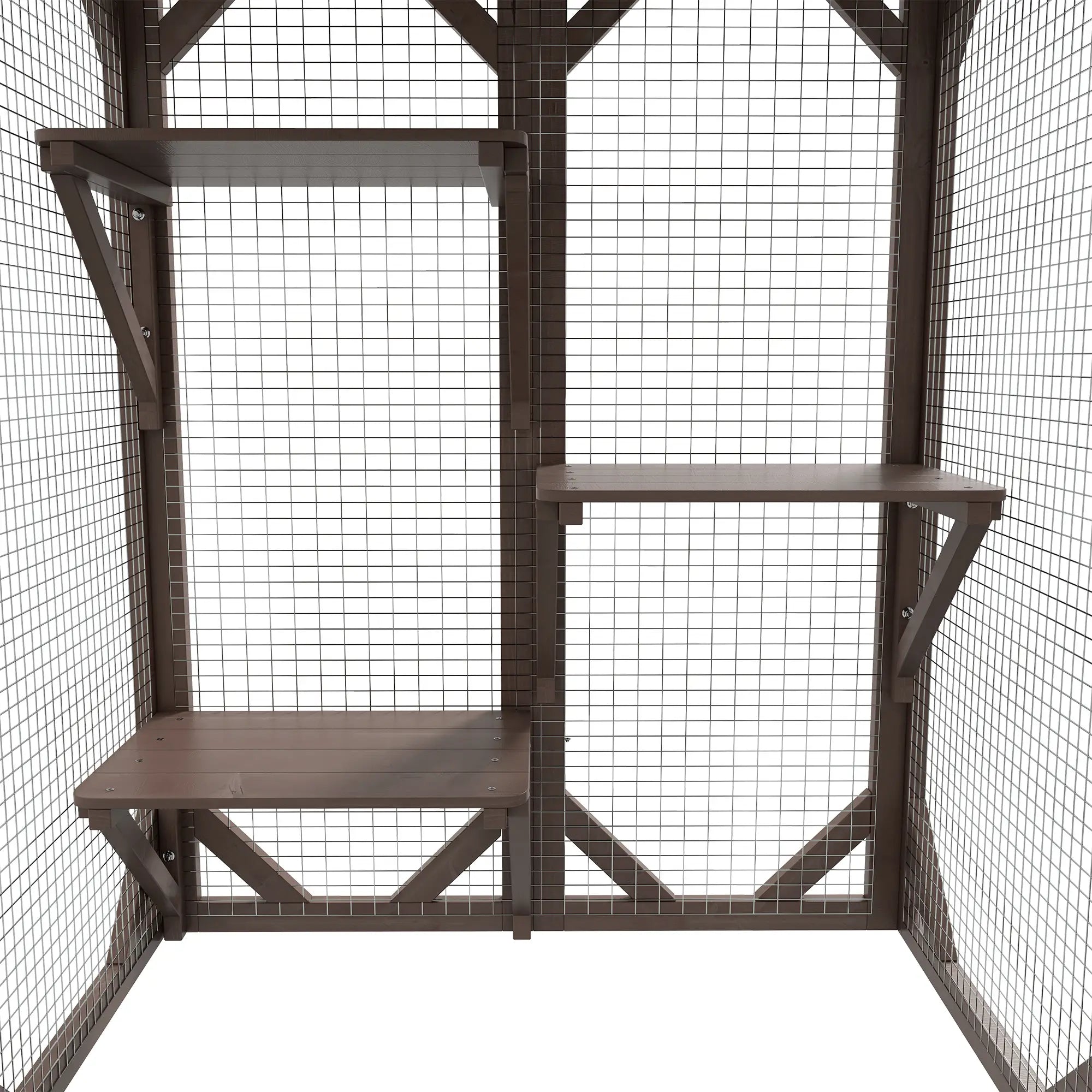 Indoor Outdoor Cat Cage, Catio Enclosure, Small Animal Hutch for Rabbit, Kitten, 3-Level, Lock, Camel Outdoor Cat Enclosures at Gallery Canada