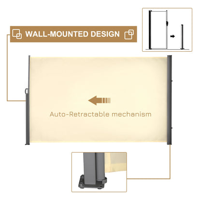 118" x 71" Outdoor Folding Privacy Screen, Retractable Side Awning, UV Wind Resistant, Cream White Side Awnings at Gallery Canada