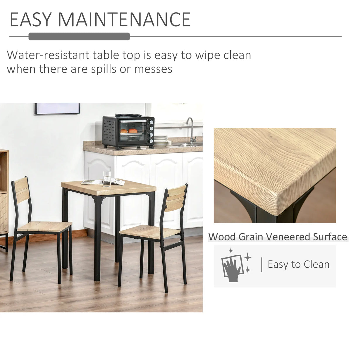 2-Piece Dining Table Set, Natural Wood, Metal Legs Bar Sets at Gallery Canada