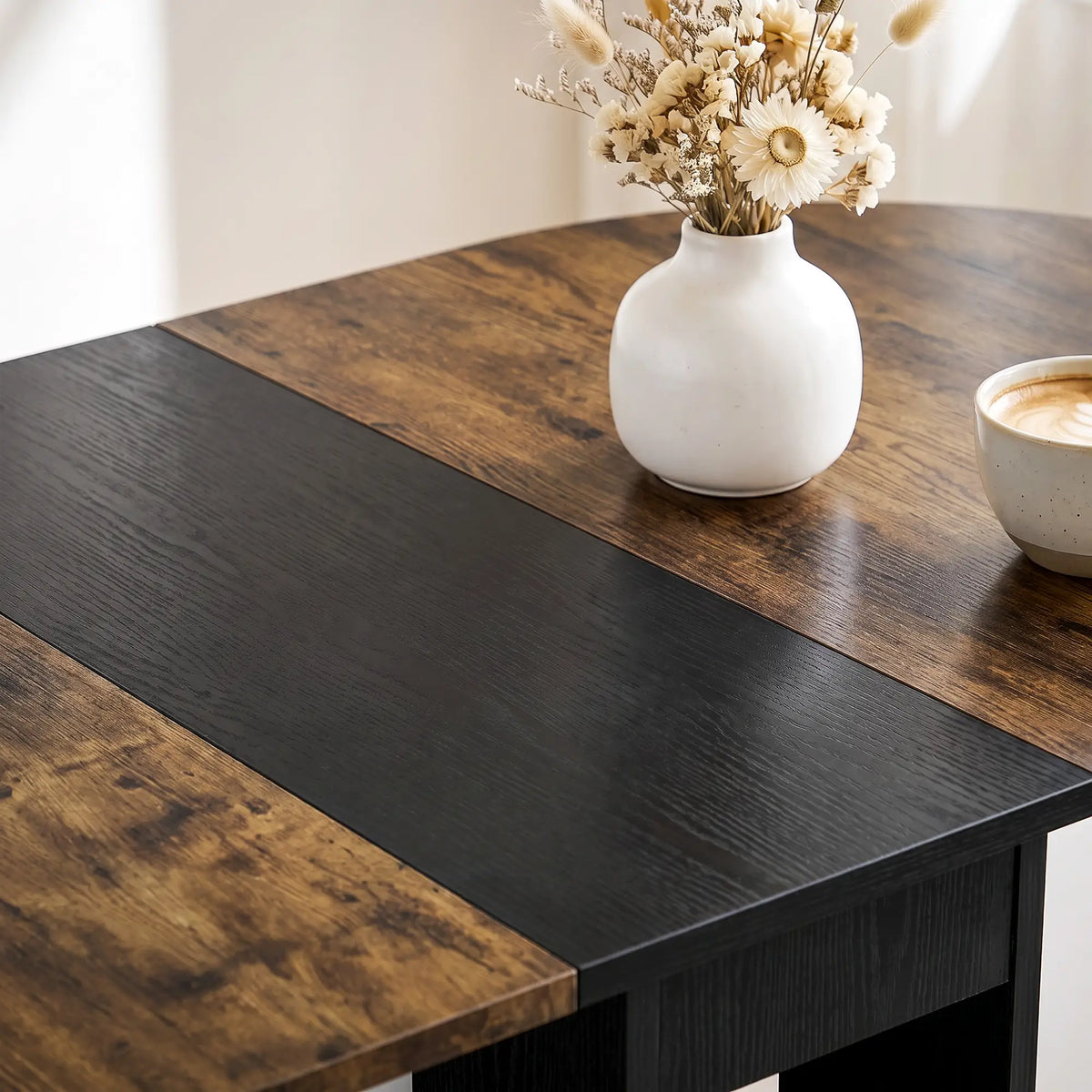 Folding Dining Table, Drop Leaf Design, 2 Shelves, 120cm, Rustic Brown, Brown Dining Tables at Gallery Canada