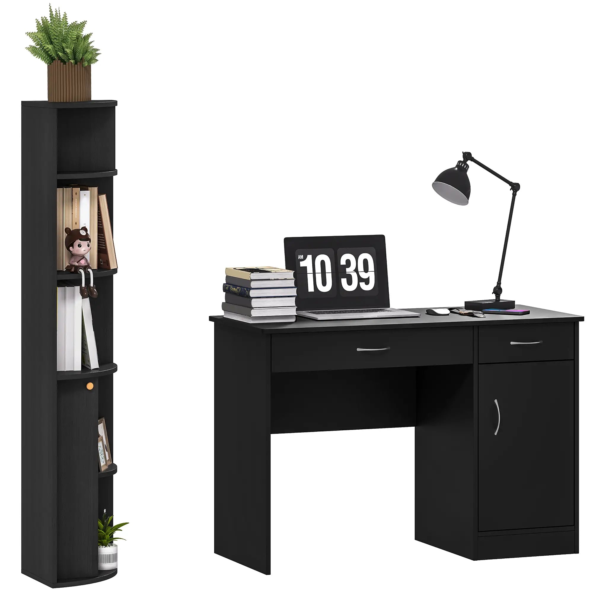 Computer Desk With Bookcase, Adjustable Shelf, Black Computer Desks at Gallery Canada