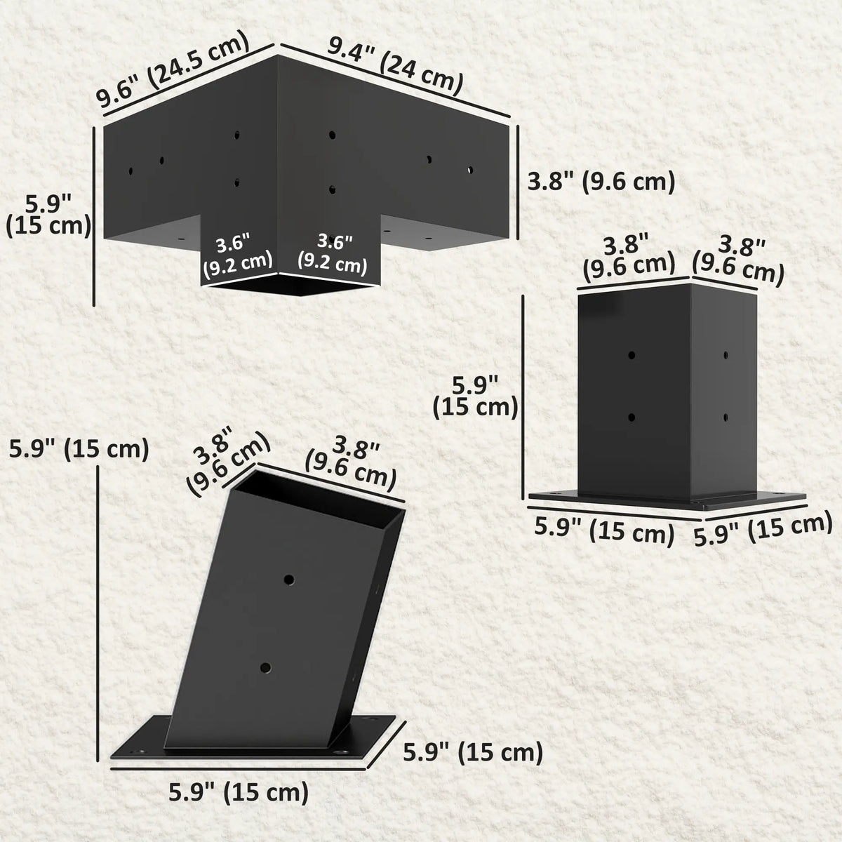 15° Slanted Pergola Bracket Kit, 3.6" X 3.6" Lumber, Black Pergolas at Gallery Canada