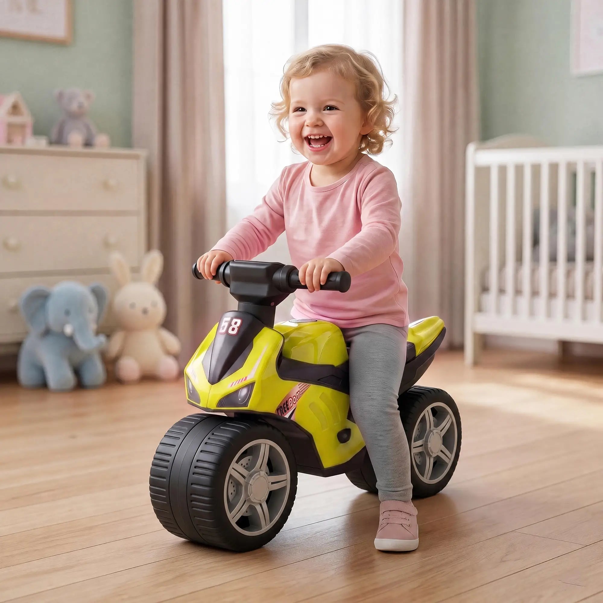 Balance Bike With Music, Wide Tires, Green Riding & Rocking Toys at Gallery Canada