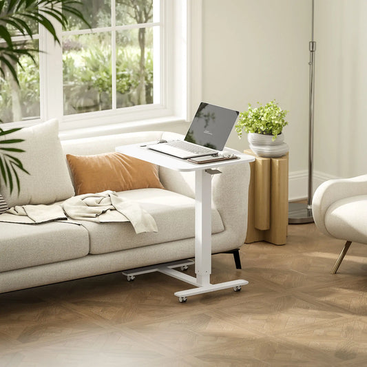 Adjustable Height Standing Desk, Mobile with Wheels, 43 Inch, White Office Desks & Work Stations White at Gallery Canada