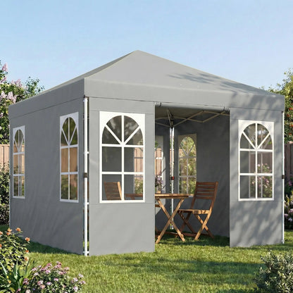 9.6 x 9.6 ft Pop Up Canopy Tent, 4 Sidewalls, UPF 50+, Light Grey Pop Up Canopies at Gallery Canada