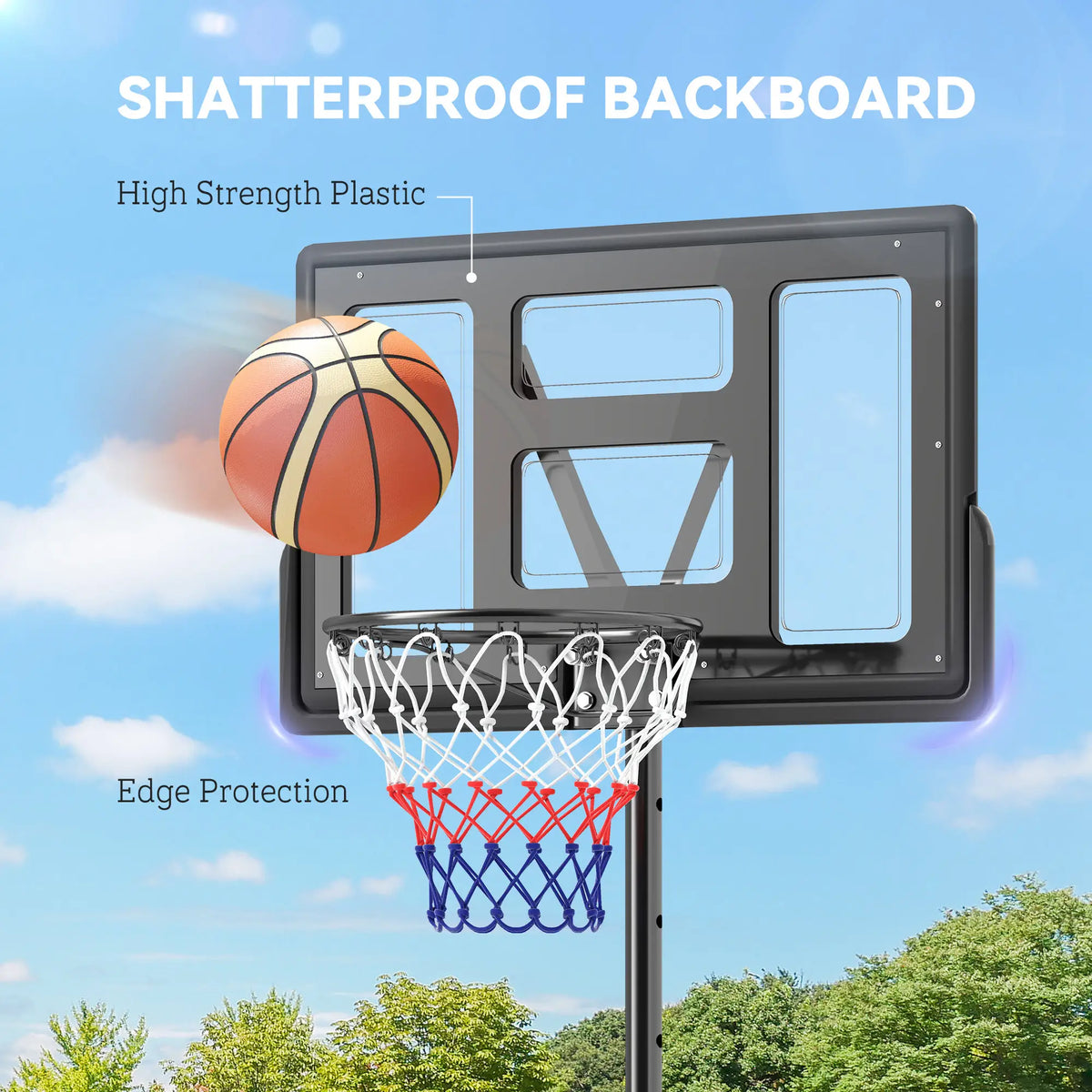 Portable Basketball Hoop, 7.5-10ft, 43" Backboard, Wheels, for Teens Adults Basketball at Gallery Canada
