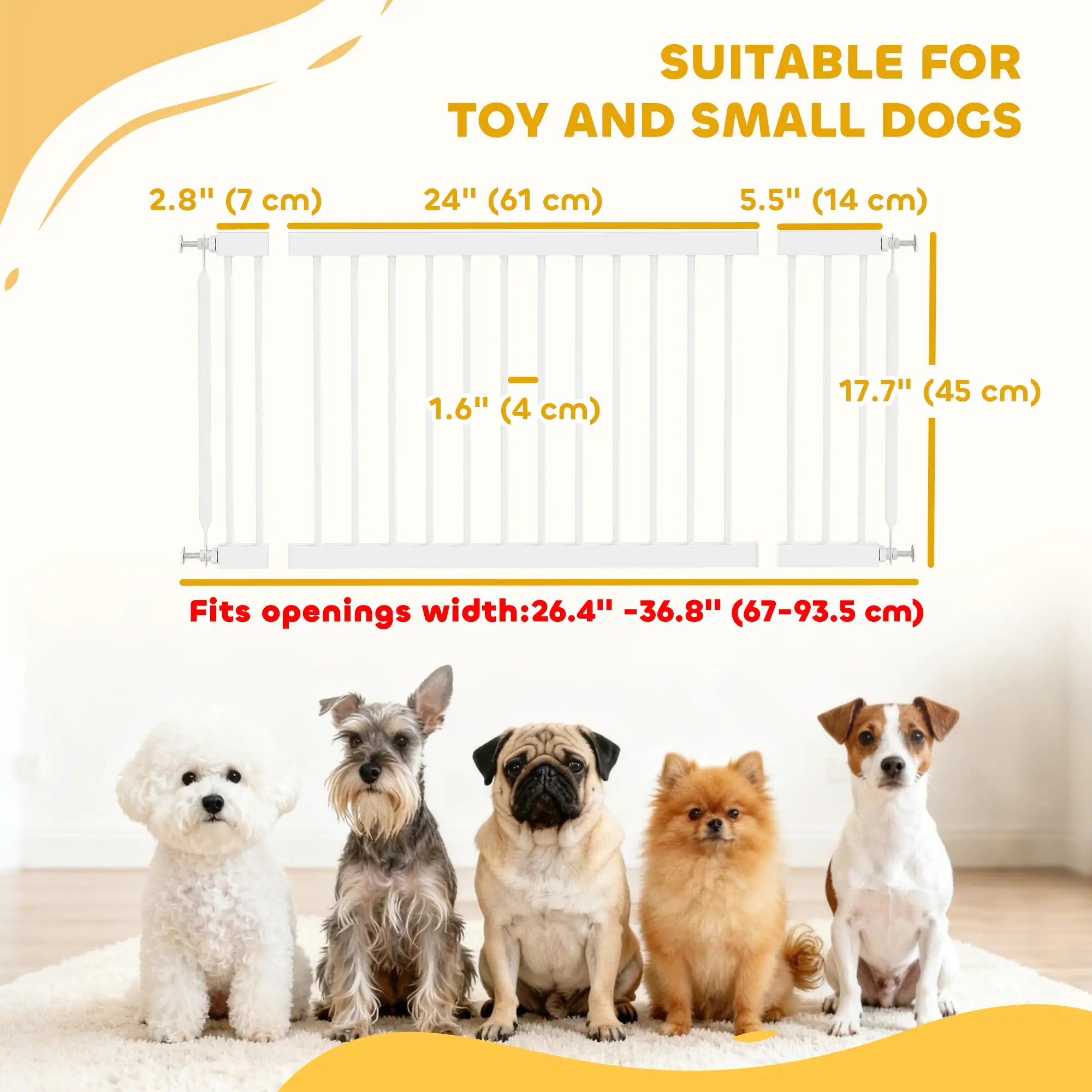 26-37 Inch Dog Gate, Adjustable Pet Gate, 18 Inch Tall, White Pet Gates at Gallery Canada