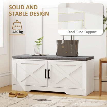 Shoe Bench With Cushion, Adjustable Shelves, Doors, White Shoe Storage Cabinets & Racks at Gallery Canada
