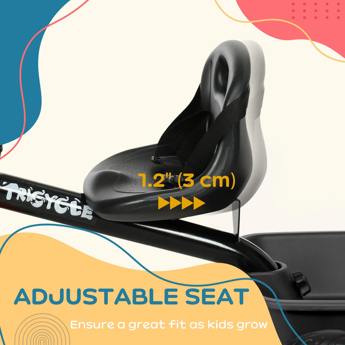 Tricycle for Toddlers 2-5 Years, Adjustable Seat, Black Tricycles for Kids at Gallery Canada