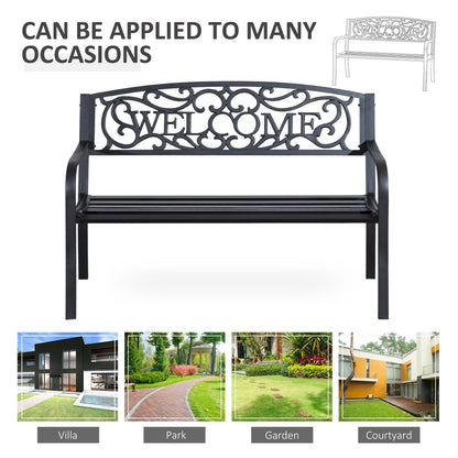 50" 2-Seater Garden Bench Patio Chair, Outdoor Furniture, Black Outdoor Benches at Gallery Canada