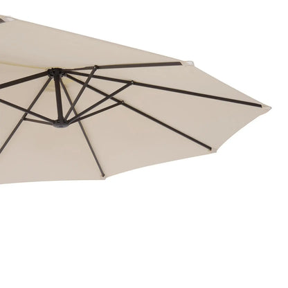 15 Ft Twin Canopy Patio Umbrella, Steel Lift Crank, Beige Sun Umbrellas at Gallery Canada