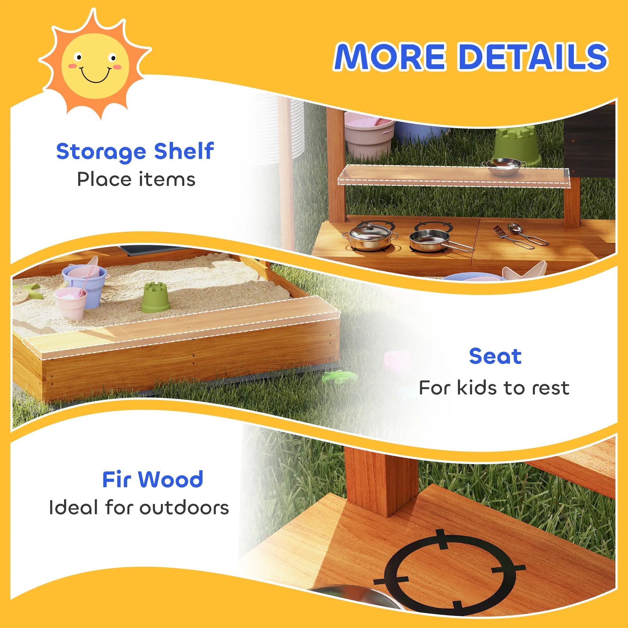 Kids Sandbox with Cover, Wooden Sand Box with Seat, Storage, 3-7 Years, Red Sandboxes & Accessories at Gallery Canada