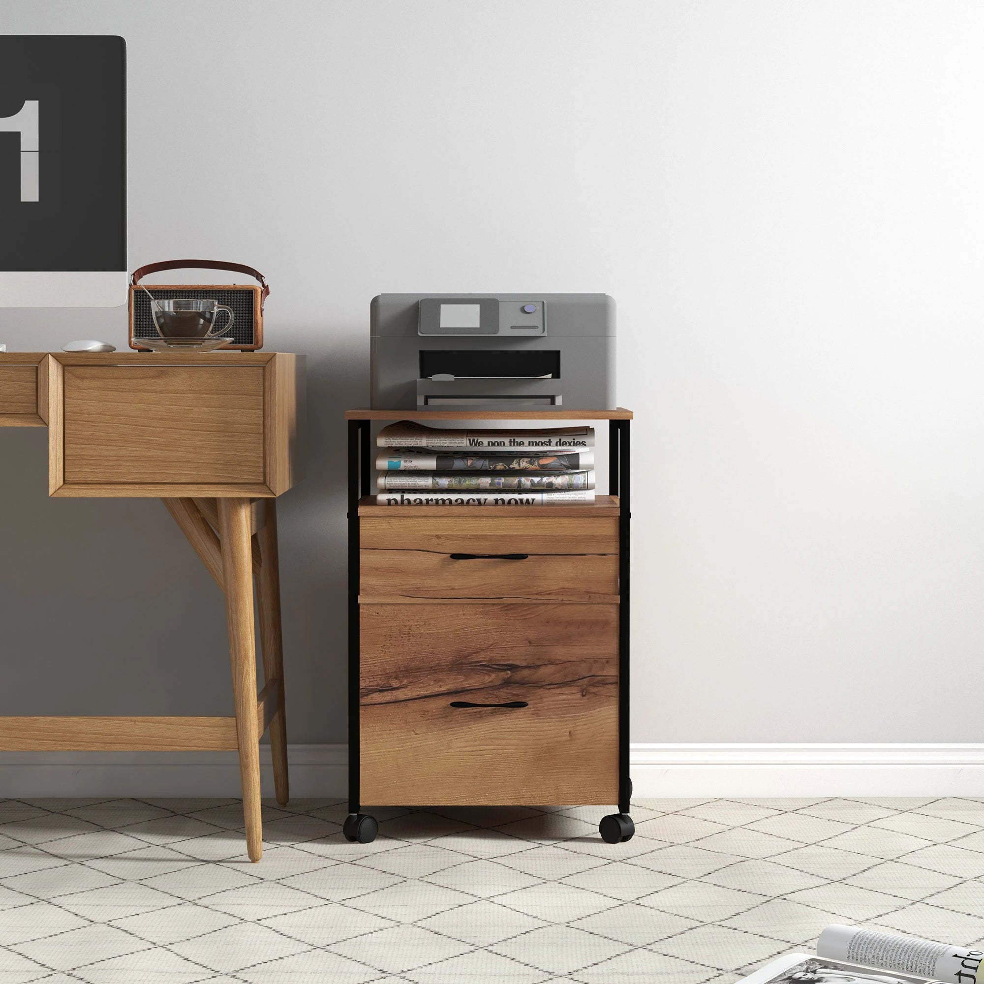 Vertical Filing Cabinet with Wheels, 26.2