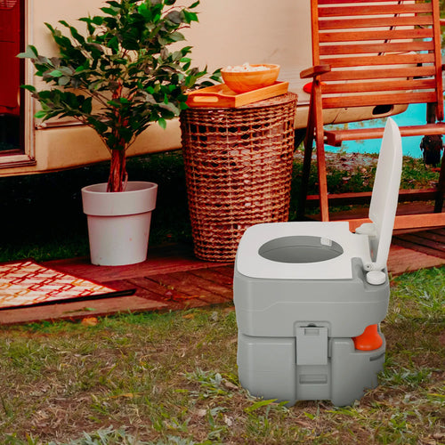 Portable Travel Toilet, Flushable Tank, Level Indicator, 5.3 Gallon (20L)