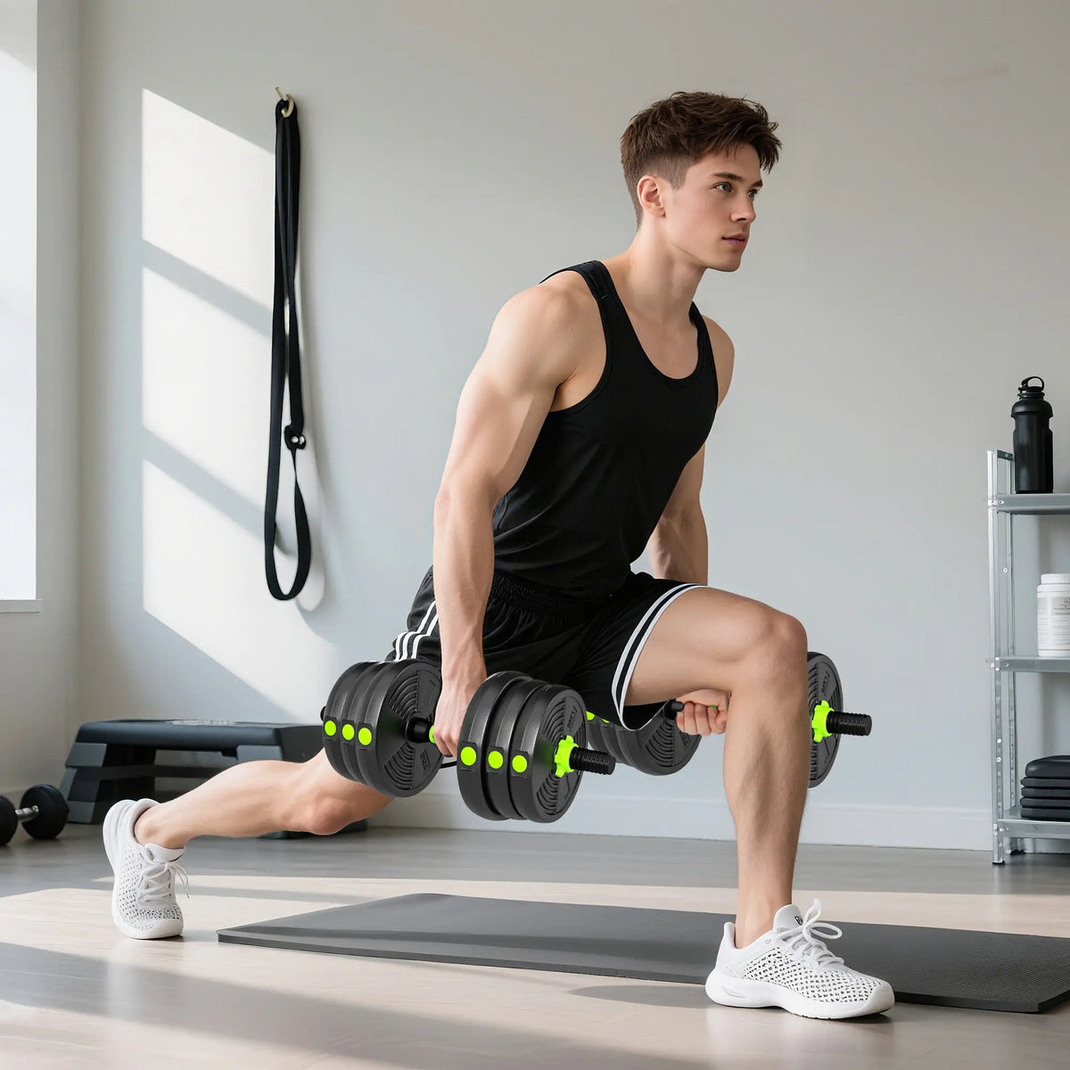 Adjustable Dumbbell Set, 3 in 1 Weights, 55lb with Connector, Non-Slip Grip Dumbbells & Barbells at Gallery Canada